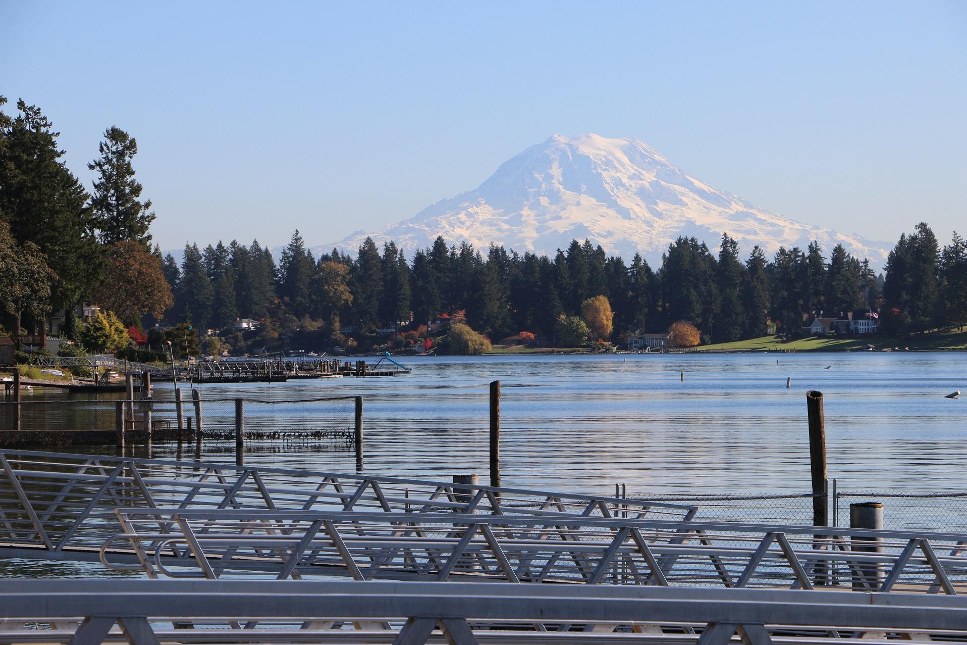 View of Mt. Rainier from Lakewood, WA.